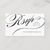 RSVP Elegant Black Script Online Reply Insert プレイスカード (正面)