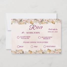 RSVP  Elegant Floral Gold Wedding