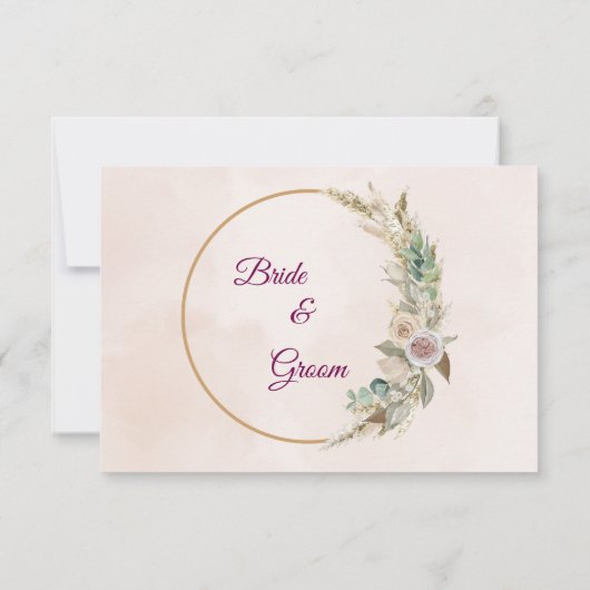 RSVP  Elegant Floral Gold Wedding (裏面)