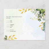 RSVP Eucalyptus結婚 - Water color Greenery Menu ポストカード (裏面)