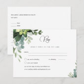 RSVP Eucalyptus結婚 - Water color Greenery Menu ポストカード (正面/裏面)