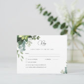 RSVP Eucalyptus結婚 - Water color Greenery Menu ポストカード (スタンド正面)