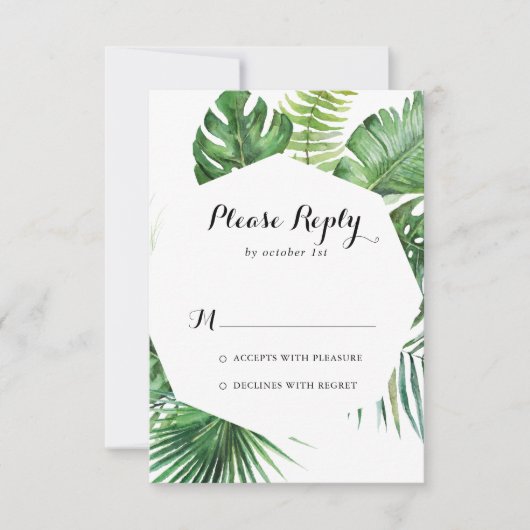 RSVP(Geometric Destination Tropical Greenery) 出欠カード (正面)
