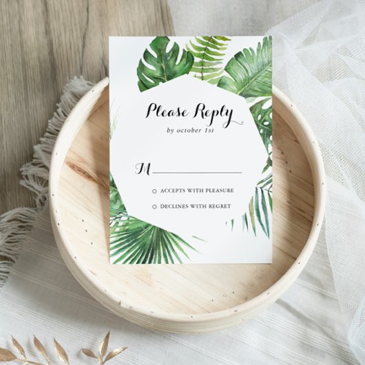 RSVP(Geometric Destination Tropical Greenery) 出欠カード