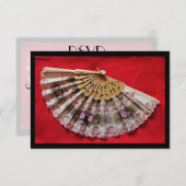 RSVP Hand 華美 Held Fan on a Red Background (正面/裏面)