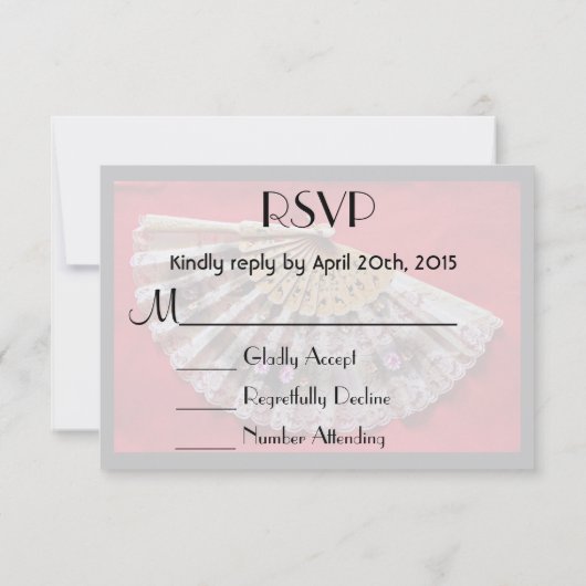 RSVP Hand 華美 Held Fan on a Red Background (裏面)