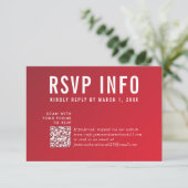 RSVP INFO CARD モダン dark red burgundy qrcode (スタンド正面)