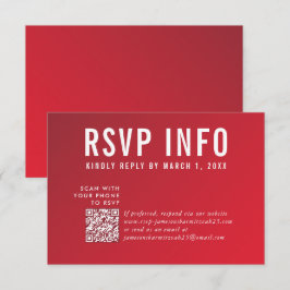RSVP INFO CARD モダン dark red burgundy qrcode