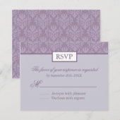 RSVP - Lavender Damask返信カード (正面/裏面)