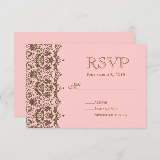 RSVP para boda en espainol / Wedding Rsvp (正面/裏面)