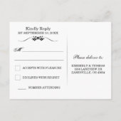 RSVP PostCard – 白黒のファンシーフローラ インビテーションポストカード (裏面)