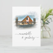 *~* RSVP QRアメリカ国旗Old Barn AR結婚19 招待状 (スタンド正面)