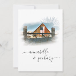 *~* RSVP QRアメリカ国旗Old Barn AR結婚19 招待状