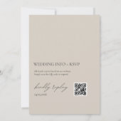 RSVP QRエレガントコー結婚ド付きBeige Minimalist 招待状 (裏面)
