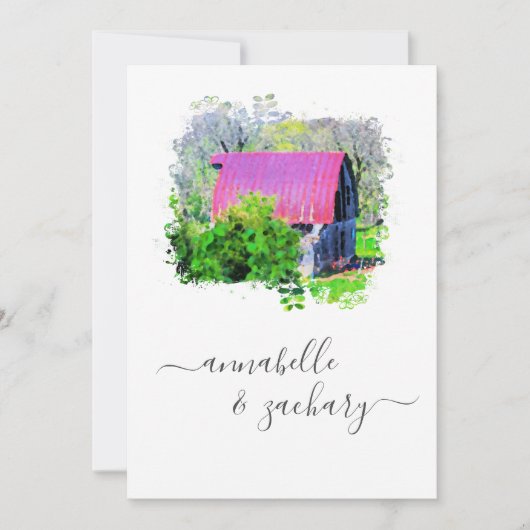 *~* RSVP QRオールドバーンカントリー素朴AR19結婚s 招待状 (正面)