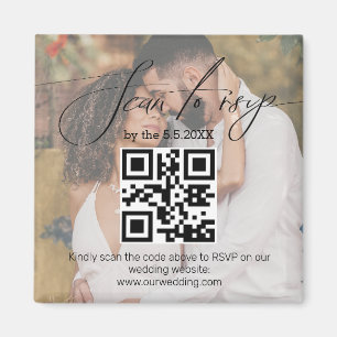 rsvp qrコーエレガントド結婚の暗い写真 マグネット