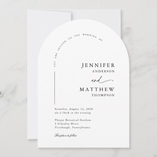 RSVP QRコーシンプルド付きBoho Arch結婚 招待状 (正面)