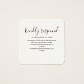 RSVP QRコードのWeb結婚サイトのエンクロージャカード (正面)