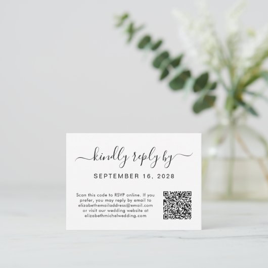 RSVP QRコードフォトスクリプト結婚の エンクロージャーカード (スタンド正面)