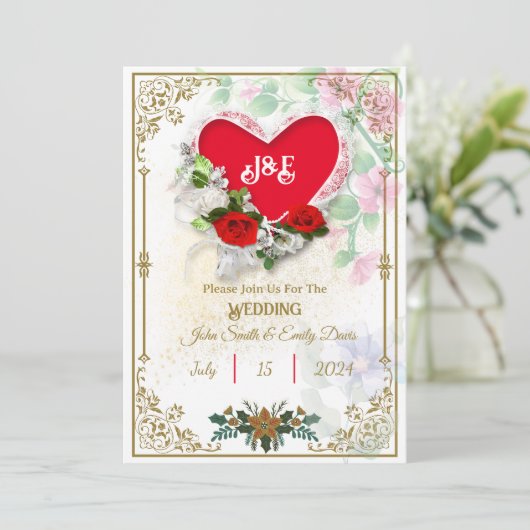 Rsvp Qrコード素朴を使用した結婚式招待状 招待状 (スタンド正面)