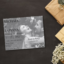 rsvp qrコーモダンド写真結婚式招待状
