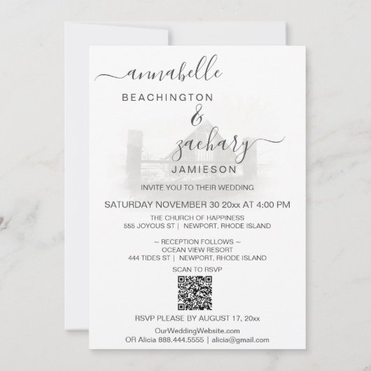 *~* RSVP QRバーンアメリカ国旗AR19結婚' 招待状 (裏面)