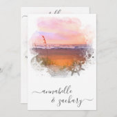 ** RSVP - QRビーチ海海AR7 結婚s 招待状 (正面/裏面)