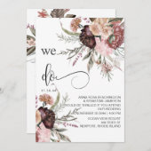 *~* RSVP QRフローラマルーンバラAR15 結婚s 招待状 (正面/裏面)