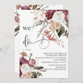 *～* RSVP QRフローラMERLOTバラAR15結婚 招待状 (正面/裏面)