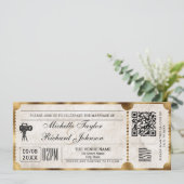 RSVP QR素朴コードを使用したヴィンテージムービーチケット 招待状 (スタンド正面)