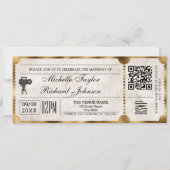 RSVP QR素朴コードを使用したヴィンテージムービーチケット 招待状 (正面)