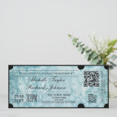 RSVP QR素朴コードを使用したヴィンテージムービーチケット 招待状 (スタンド正面)