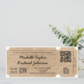 RSVP QR素朴コードを使用したヴィンテージムービーチケット 招待状 (スタンド正面)