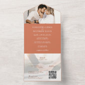 RSVP QR結婚コードへのオプション付きテラコッタ オールインワン招待状 (内側)