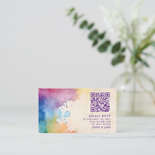 RSVP QR絵を描コードエンクロージャカードのスプラッシュ エンクロージャーカード (スタンド正面)