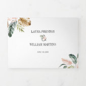 RSVP QR葉コード付きトロピカル結婚の写真 三つ折り招待状 (カバー)