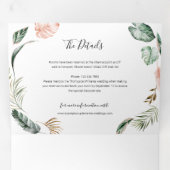 RSVP QR葉コード付きトロピカル結婚の写真 三つ折り招待状 (内部最初)