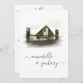 *～*  RSVP QR バーン アメリカ国旗 AR19 結婚式 招待状 (正面/裏面)