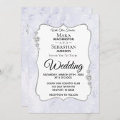 *～* RSVP + QR +フォトダイヤモンドダマスク結婚式 招待状 (正面/裏面)