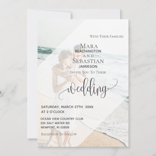 *~* RSVP QR 救 $ 2枚の写結婚真 招待状 (正面)