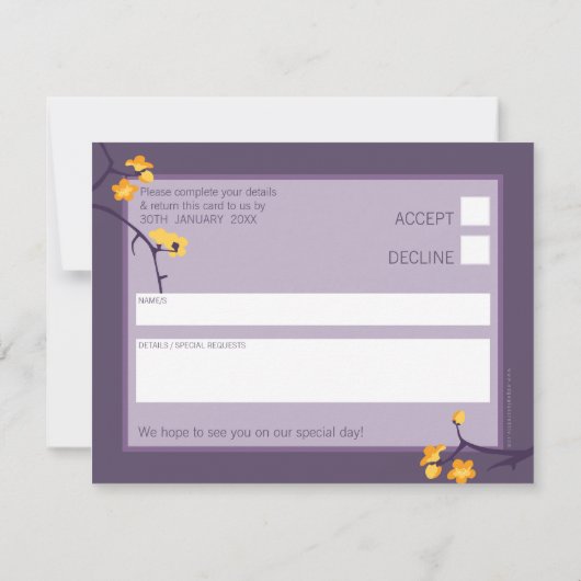 RSVP REPLY スリップまたは滑ること ::さくらんぼの花7L 招待状 (裏面)