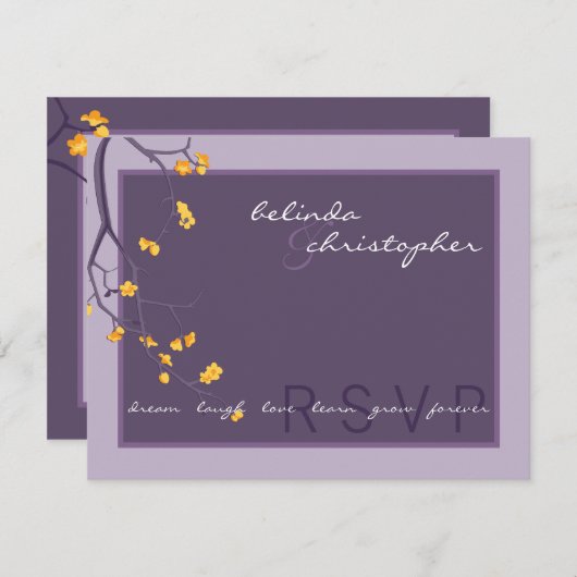 RSVP REPLY スリップまたは滑ること ::さくらんぼの花7L 招待状 (正面/裏面)