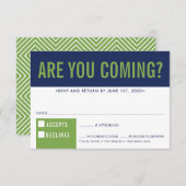 RSVP REPLY RESPONSEおもしろいはっきりしたブロックnavy green (正面/裏面)