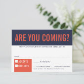 RSVP REPLY RESPONSEおもしろいはっきりしたブロックnavy red orange (スタンド正面)
