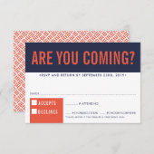RSVP REPLY RESPONSEおもしろいはっきりしたブロックnavy red orange (正面/裏面)
