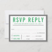 RSVP REPLY RESPONSEの男のモダン子ははっきりした灰色の緑 (正面)