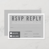 RSVP REPLY RESPONSEブロックモダンミニマリストグレー (正面/裏面)