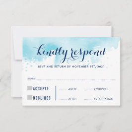RSVP REPLY RESPONSEモダン blue water color meals