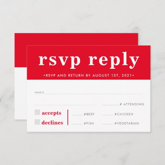 RSVP REPLY RESPONSEモダン boy はっきりした rich red (正面/裏面)