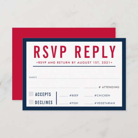 RSVP REPLY RESPONSEモダン boy navy red (正面/裏面)
